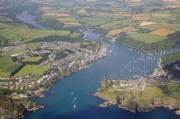 Aerial view of Fowey and Polruan.