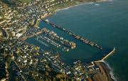 An aerial view of Newlyn harbour taken from the Penzance to St.Marys helicopter.
