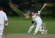 Gorran's Chris Lovell slices at the ball and is caught out by Stuart Parkyn.